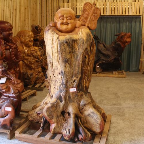 大型根雕 大型木雕 工艺品礼品 花梨引福弥勒佛雕刻摆件 厂家直销